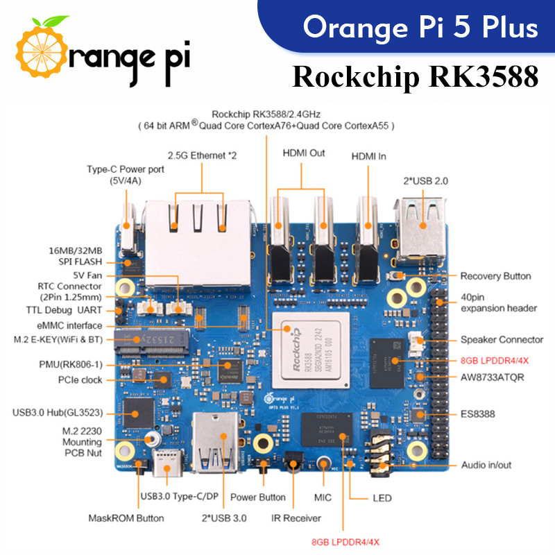 Orange Pi 5 Plus لوحة كمبيوتر  - مراجعة Radxa Rock 5B 16Gb وسعره